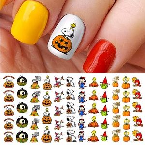 💌BO/GO$6 Charlie Brown Snoopy Halloween Transfer Nail Decals Peanuts